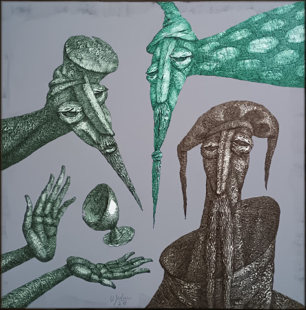 Kouzelníci - akryl, 90x90